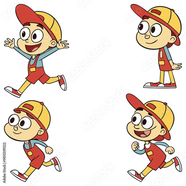 Fototapeta Bundle cartoon animation sticker set art and illustrator eps 10 vector isolated on white background