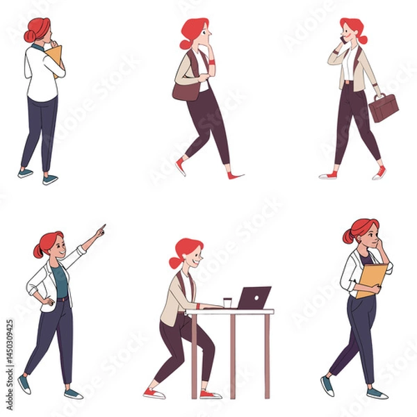 Fototapeta Bundle cartoon animation sticker set art and illustrator eps 10 vector isolated on white background