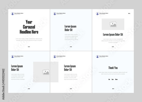 Fototapeta Six page linkedin carousel post, social media Instagram carousel post, modern and editable business carousel template design