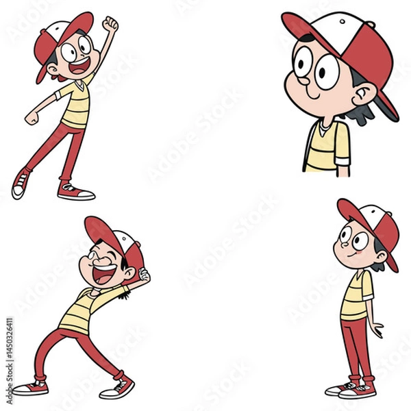 Fototapeta Bundle cartoon animation sticker set art and illustrator eps 10 vector isolated on white background