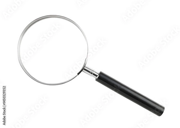 Fototapeta Versatile magnifying glass with a chic black handle suitable for various tasks isolated on white background PNG