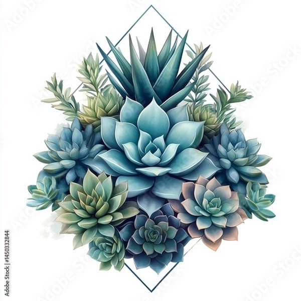 Obraz Geometric Pattern Succulent Illustration