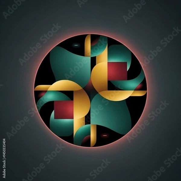 Fototapeta Abstract Geometric Circle Design | Dark Background Modern Graphic Art