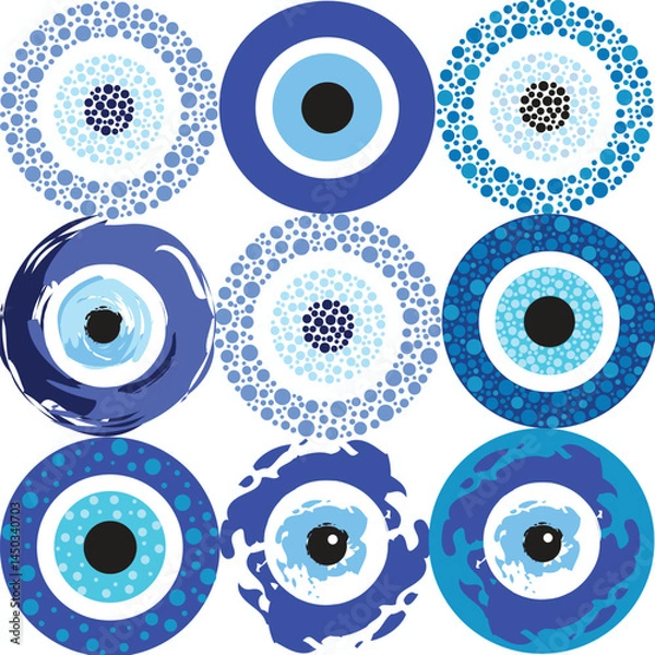 Fototapeta Iris of the eye. Polka dot seamless pattern.Vector illustration. Textile rapport. Can be used in textile industry, paper, background, scrapbooking.