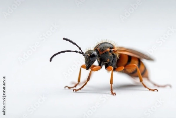 Fototapeta Close-up of a single insect on pure white background, stock, closeup, simple