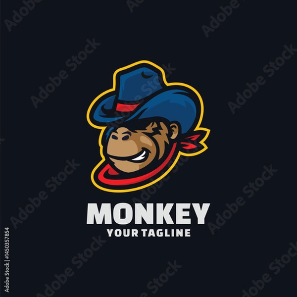 Fototapeta Monkey Cowboy Logo