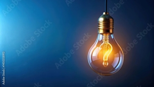 Fototapeta A Light Bulb Glowing with a Question Mark Inside, Symbol of Curiosity and Exploration
