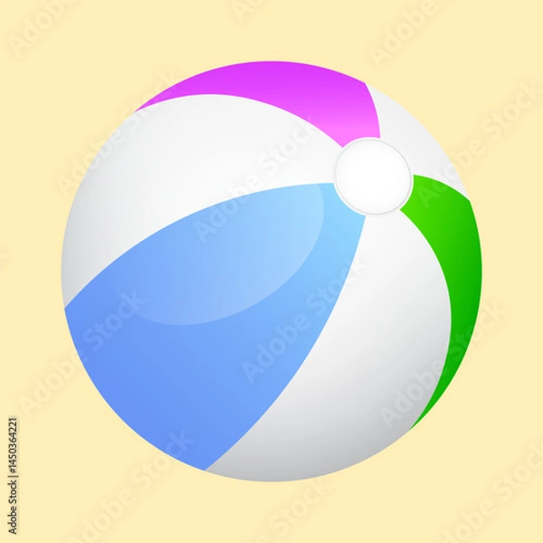 Fototapeta Beach ball with colorful stripes, vector illustration.