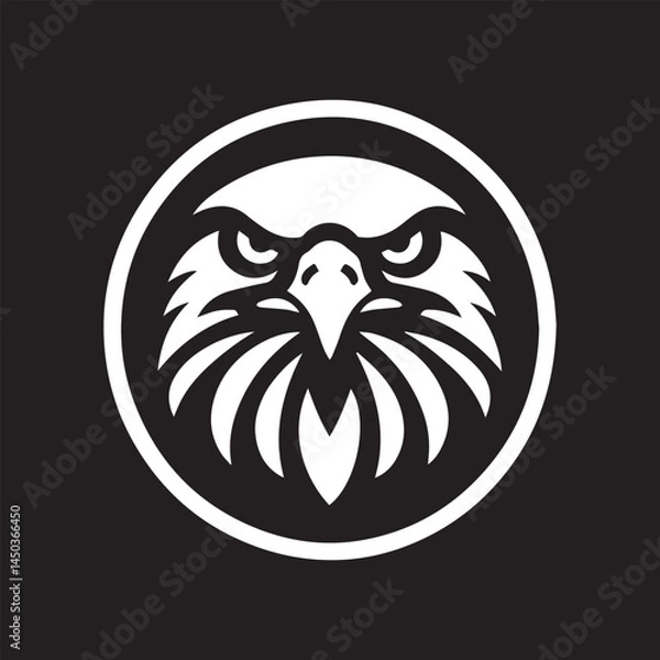 Obraz Eagle Head in Monochrome Circular Emblem Style
