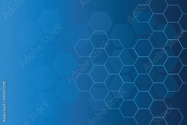 Obraz Blue background, light, hexagon Blue pastel medical and tech background with hexagon pattern and bright sparkles. Realistic vector abstract bg with honeycomb geometric cell texture