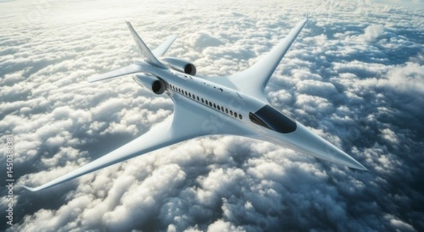 Fototapeta Future of Flight A Stunning Conceptual Render of a Revolutionary Supersonic Jet Soaring Above the Clouds