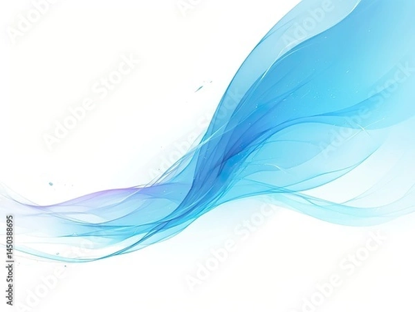 Fototapeta Elegant abstract background design with smooth, flowing translucent waves blending shades of blue and purple, isolated on white. 