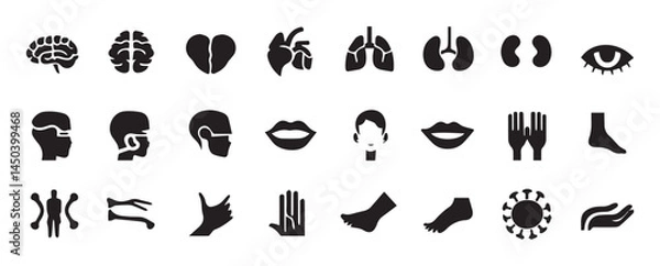 Obraz Collection of Human Organ and Body Part Icons editable vector