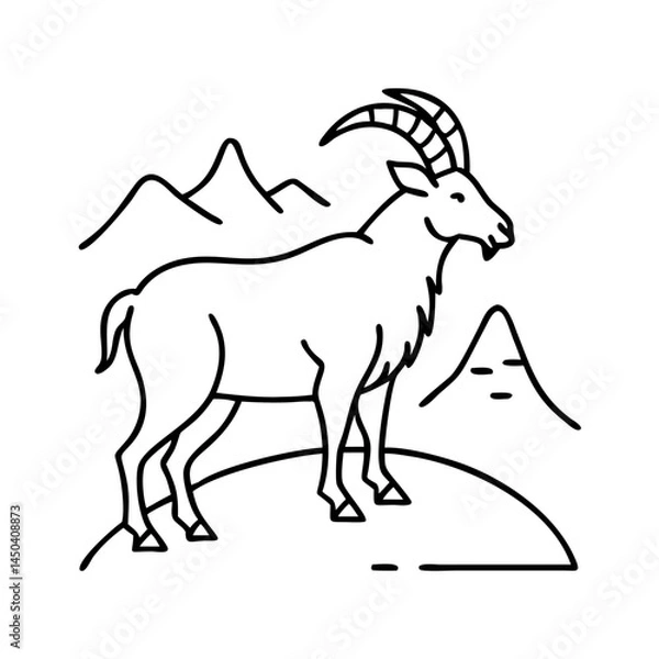 Obraz mountain goat icon, mountain goat line art - simple line art of mountain goat, perfect for mountain goat logos and icons