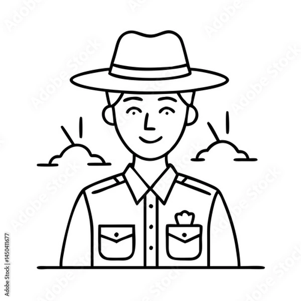Obraz park ranger icon, park ranger line art - simple line art of park ranger, perfect for park ranger logos and icons