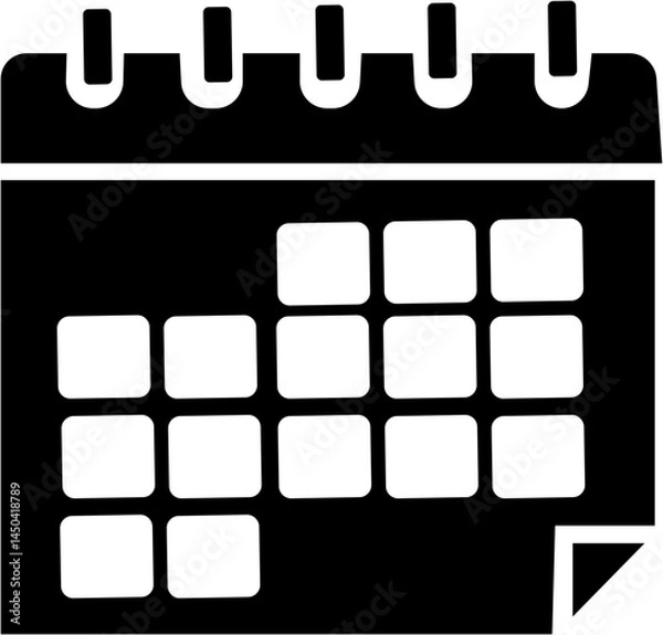 Fototapeta Flat calendar Web Mobile icon vector. Calendar on the wall symbol logo design inspiration, isolated on transparent background