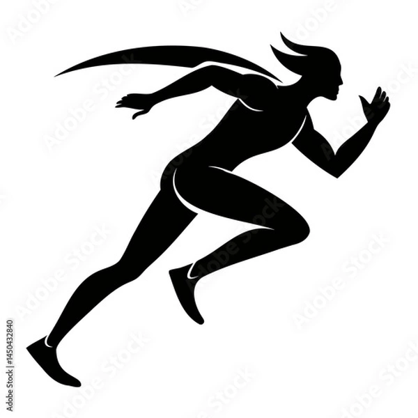 Fototapeta Silhouette runner athlete sprinting fast vector illustration for sports and fitness designs and graphics use isolated on transparent background