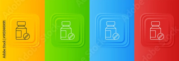 Fototapeta White Sedative pills icon isolated on colorful background. Set icons in square buttons. Vector