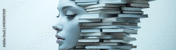 Obraz Abstract face formed by books. Knowledge, education concept.