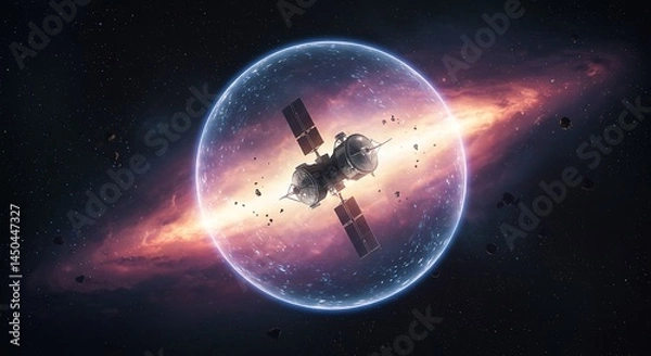 Obraz Satellite in the Cosmos: Protective Shield Against Space Debris