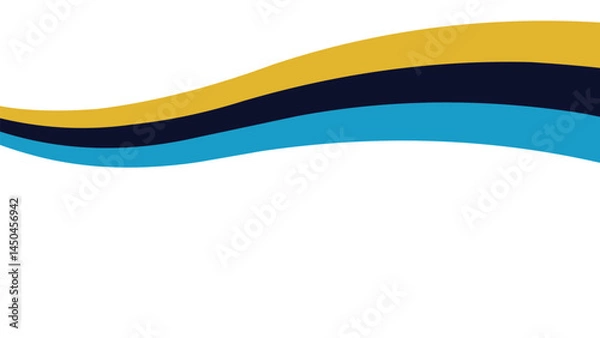 Fototapeta Minimal Abstract Wave Background with Blue and Gold Curves
