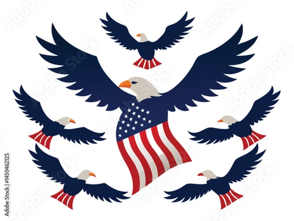 Obraz american eagle with flag