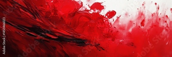 Fototapeta Dynamic fusion of red strokes creates a vibrant abstract background with balanced composition and energetic splashes