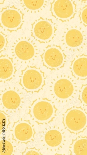Obraz Cute sun pattern. Summer concept background. Wallpaper