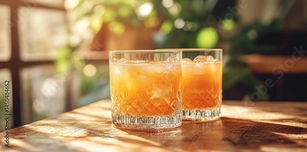 Fototapeta Refreshing Cocktail Enjoyment Cozy Cafe Beverage Photography Indoor Setting Close-Up View Relaxation Concept
