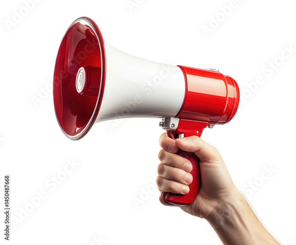 Obraz Public speaking event urban megaphone clear engaging view isolated on transparent background
