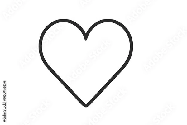 Fototapeta Simple flat vector illustration of a heart shape outlined in black on a white background, symbolizing love and affection