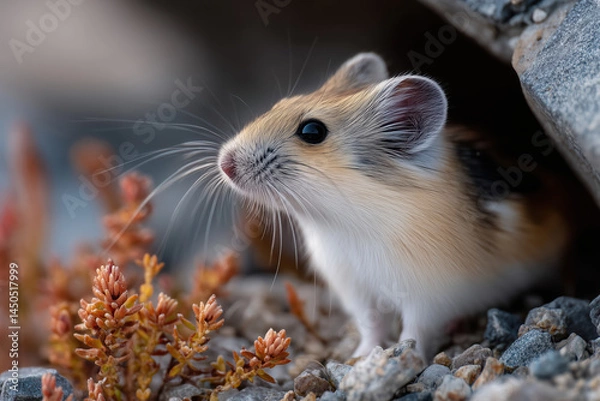 Fototapeta Hamster on the rock, close-up of a hamster