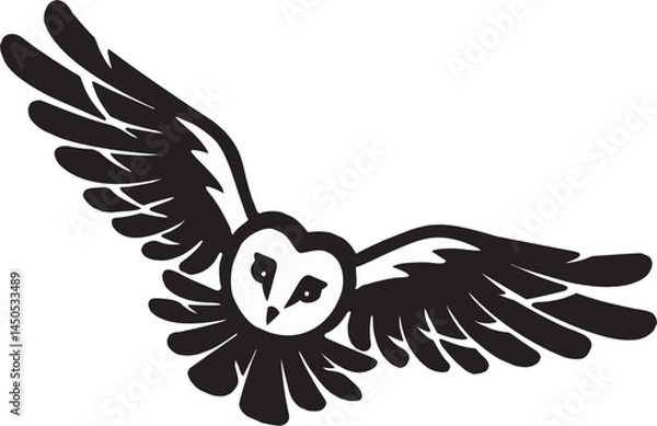 Obraz editable isolated flying barn owl vector design with transparent background.eps