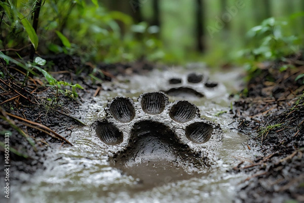 Obraz tiger paw print trail,