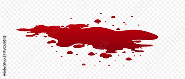 Fototapeta High quality Blood spilled or paint. Two puddle of blood. Fresh blood. Puddle of red paint. Site of occurrence. Crime scene.	
