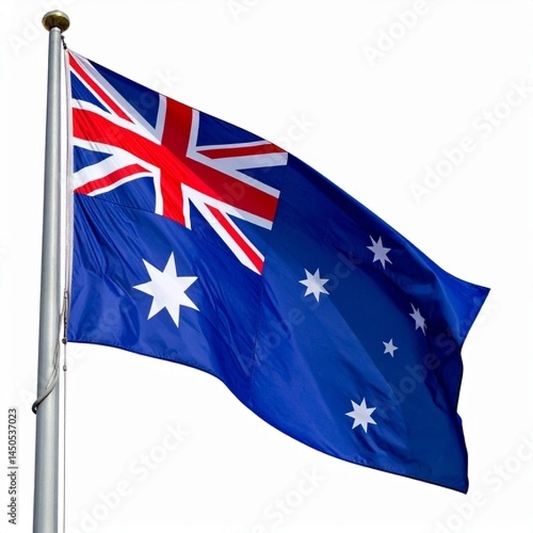 Fototapeta Australian Flag Waving in the Wind – National Symbol of Australia AI Image