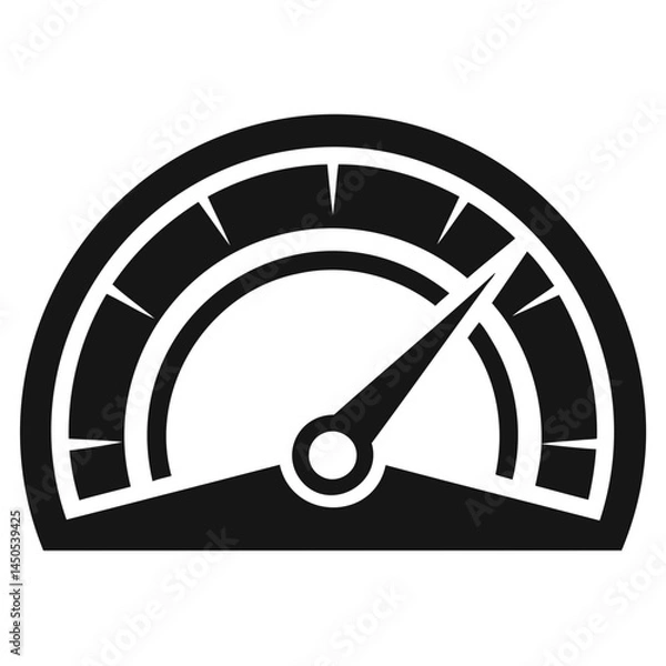 Fototapeta Flat speedometer icon in black silhouette vector format isolated on transparent background