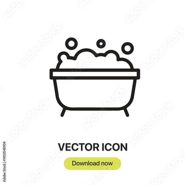 Fototapeta Bathtub icon vector. Linear-style sign for mobile concept and web design. Bathtub symbol illustration. Pixel vector graphics - Vector.