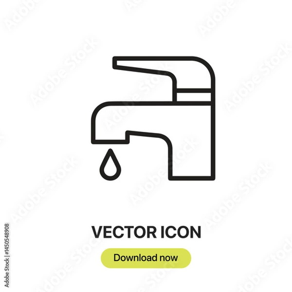 Fototapeta Water Tap icon vector. Linear-style sign for mobile concept and web design. Water Tap symbol illustration. Pixel vector graphics - Vector.