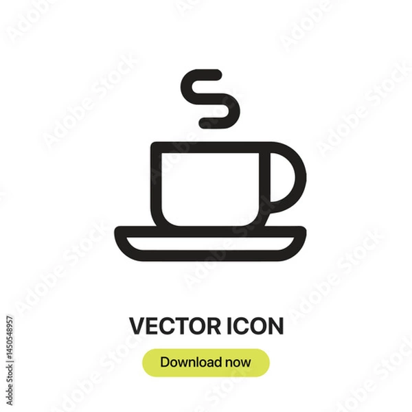 Fototapeta Coffee Cup icon vector. Linear-style sign for mobile concept and web design. Coffee Cup symbol illustration. Pixel vector graphics - Vector.