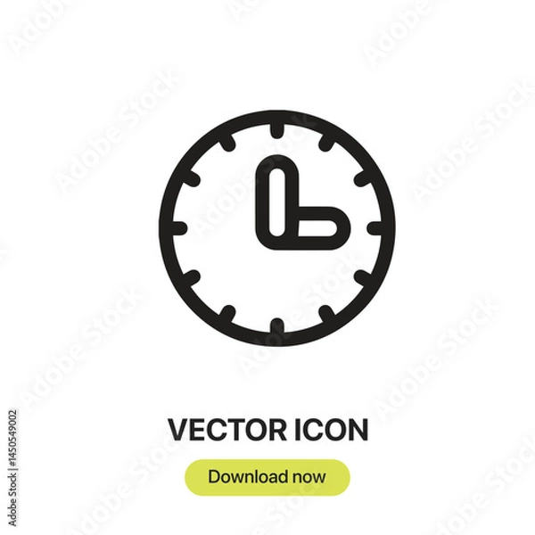 Fototapeta Clock icon vector. Linear-style sign for mobile concept and web design. Clock symbol illustration. Pixel vector graphics - Vector.