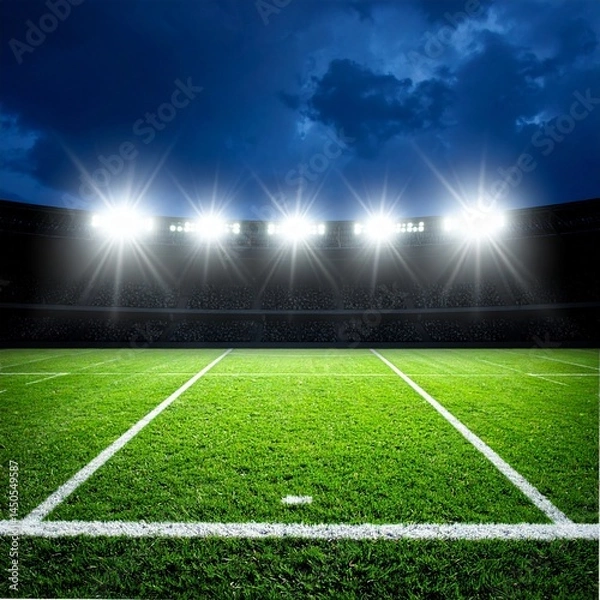 Fototapeta Panoramic View of a Modern Sports Stadium Under Dramatic Sky – High-Resolution Architecture and Event Venue Background