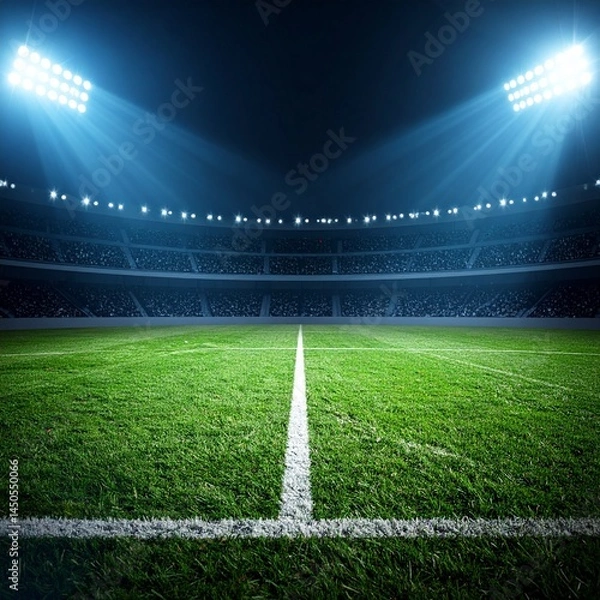 Fototapeta Panoramic View of a Modern Sports Stadium Under Dramatic Sky – High-Resolution Architecture and Event Venue Background