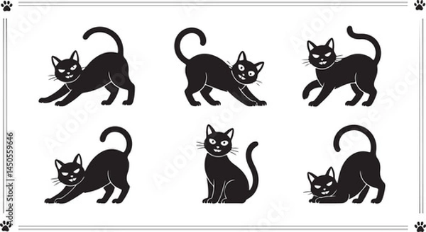 Obraz Playful Black Cat Silhouette Icon Vector for Pet, Animal Branding, and Fun Graphic Design