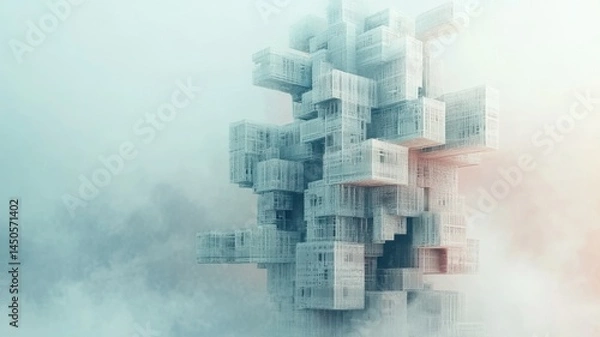 Fototapeta Abstract cubic geometric fractal art concept