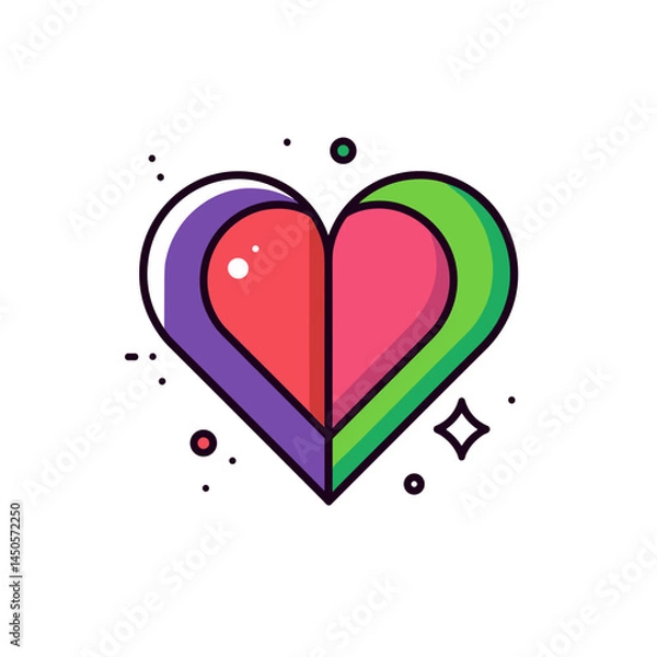 Obraz Colorful heart icon with vibrant design and playful elements  