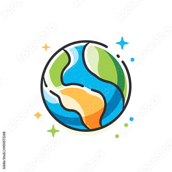 Obraz Earth globe icon in bright colors representing the planet  