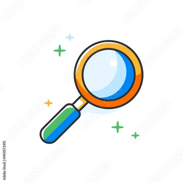 Obraz Magnifying glass icon with shiny effects in colorful style  