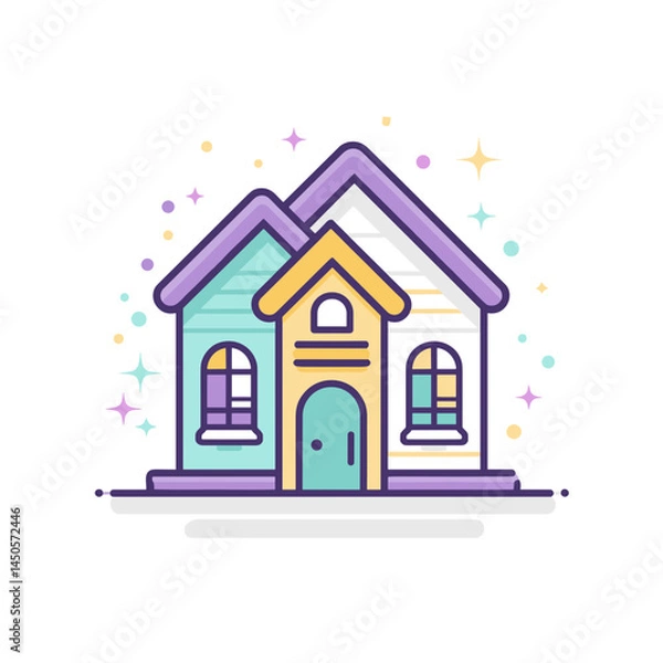 Obraz Colorful modern house icon with sparkling elements  