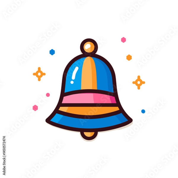 Obraz Colorful bell icon with sparkles on a white background  